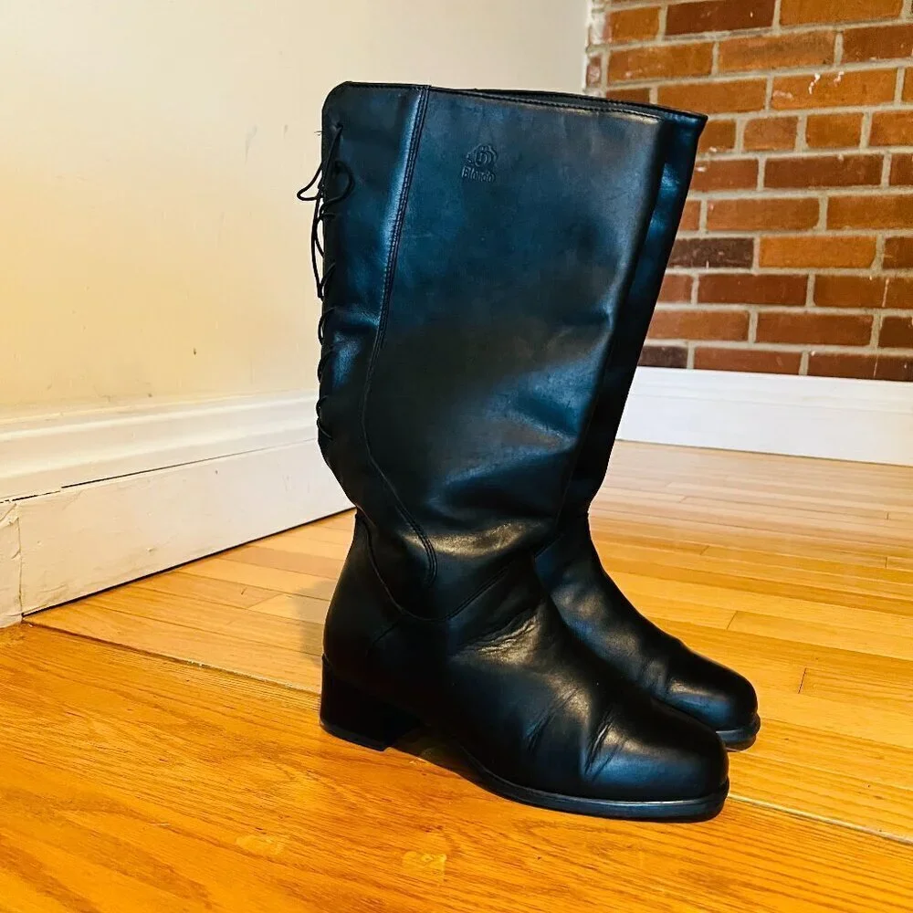 Blondo Venise Riding Boot Size 7.5 Wide Calf Black Leather Aqua Protect